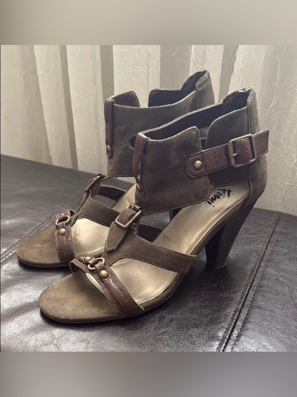 3 inch heel cage style sandals